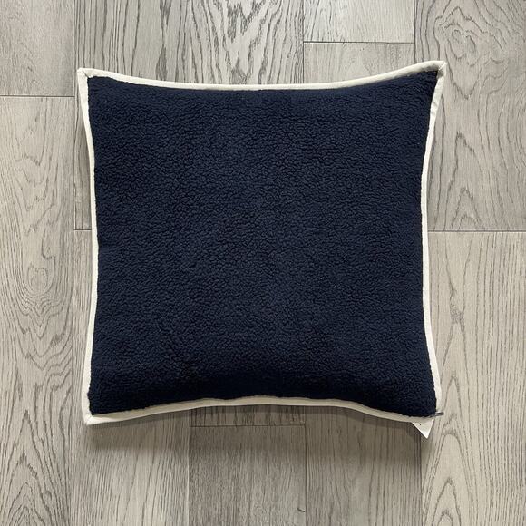 Ralph Lauren Pillow Navy Rolley 20x20 Throw Cushion Fleece Cover New with Tags - Picture 1 of 6